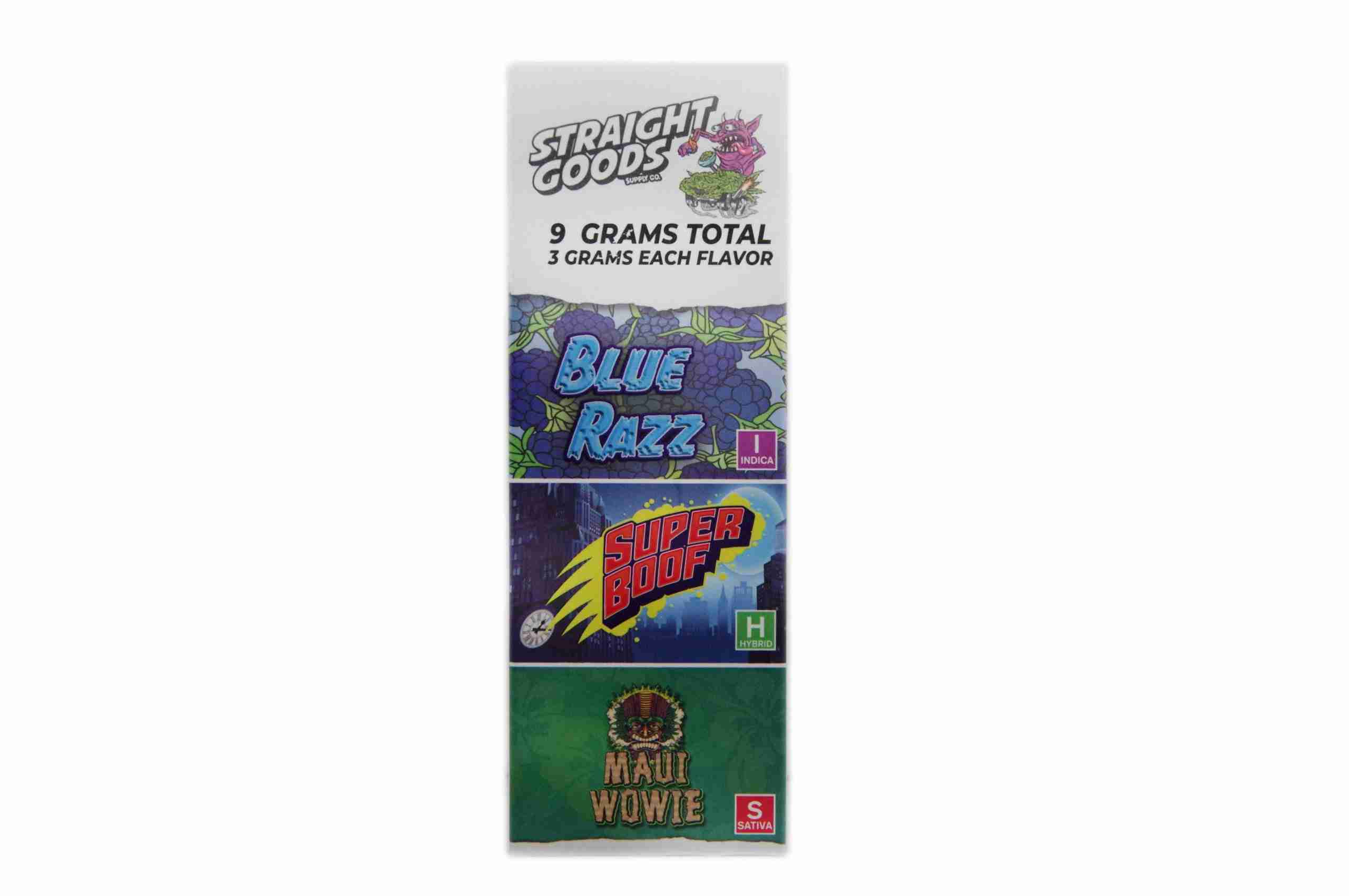 Straight Goods 9g Triple Chamber Vape - Blue Raz + Super Boof + Maui Wowie - Image 2