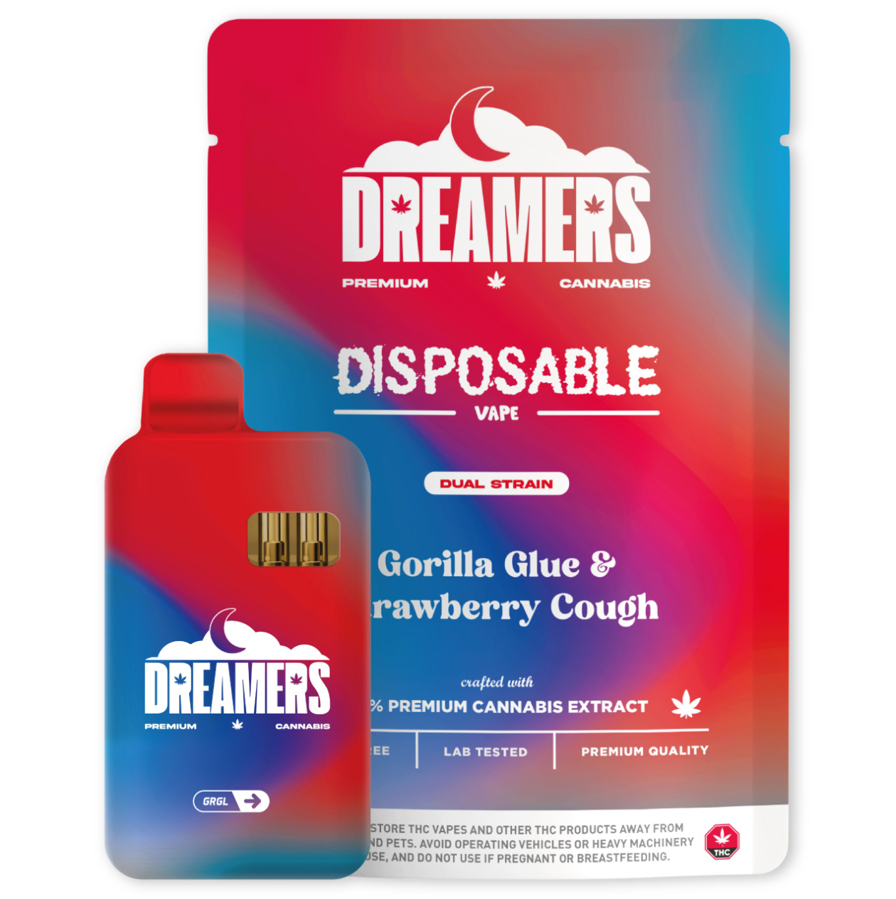 Dreamers 6g Dual Vapes - Gorilla Glue + Strawberry Cough - Image 2