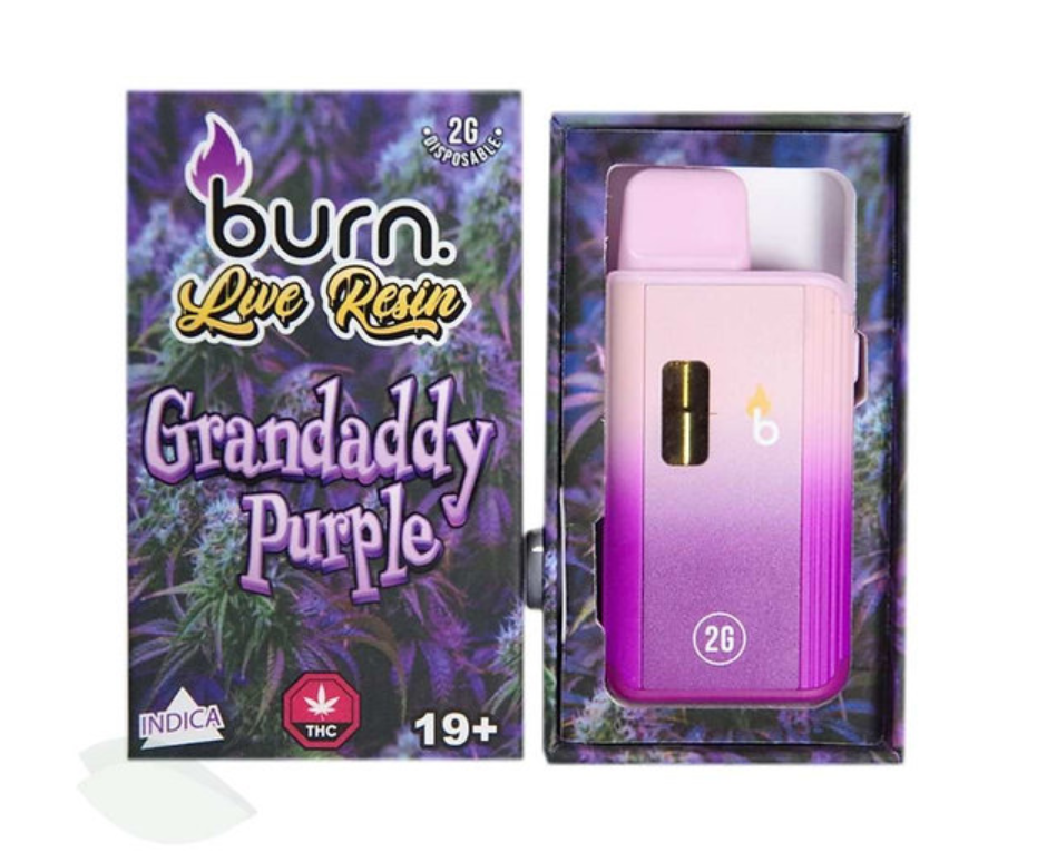 Burn Live Resin Vape (2g) - Granddaddy Purple (Indica)