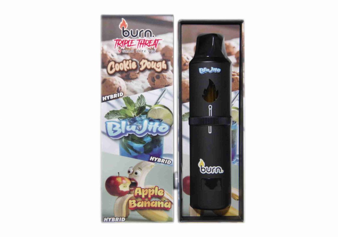Burn Triple Threat Vape (9g) - Cookie Dough + Blujito + Apple Banana